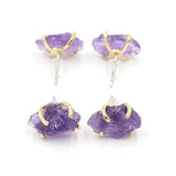 Irregular Natural Raw Gemstone Crystal Four-claw Stud Earrings Pink Crystal – Posh Atomic