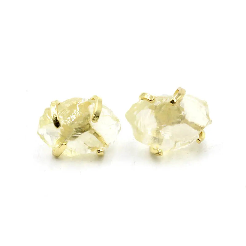 Irregular Natural Raw Gemstone Crystal Four-claw Stud Earrings – Posh Atomic