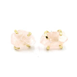 Irregular Natural Raw Gemstone Crystal Four-claw Stud Earrings – Posh Atomic