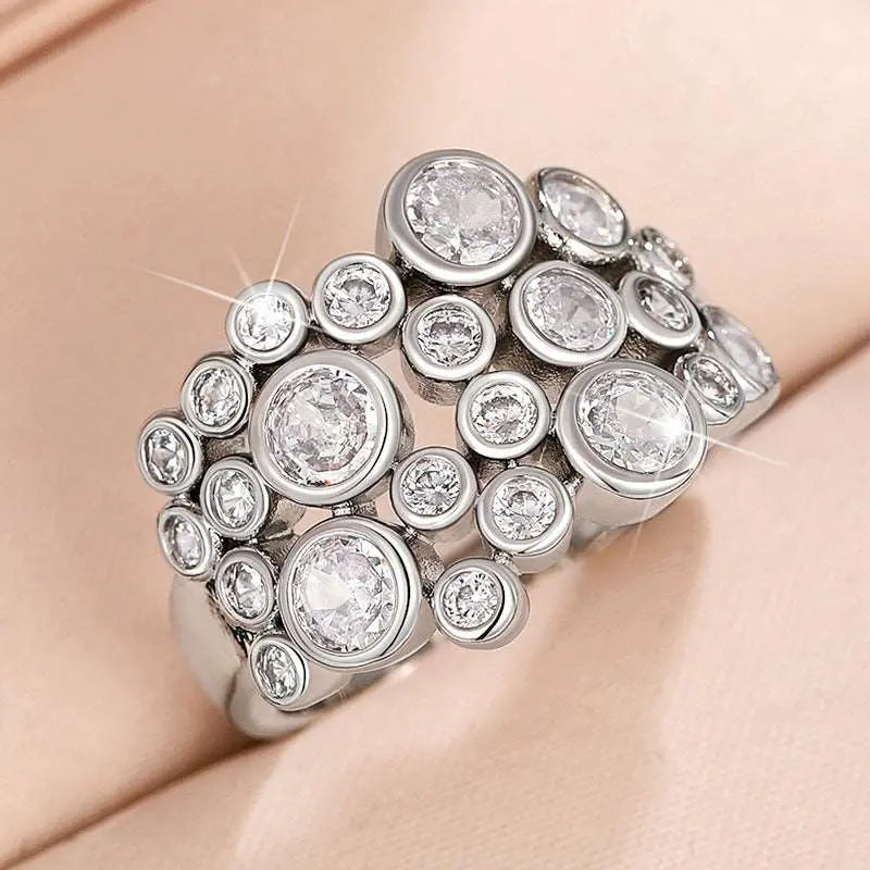 Irregular Starry Fashion Ring Q474 White Gold Color No6 – Posh Atomic