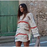 Knitted Long Sleeve Shirt Dress Women's Color Matching Sweater L – Posh Atomic