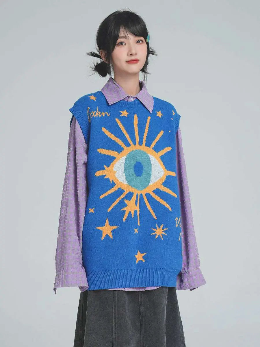 Knitted Sweater Vest For Women Blue L – Posh Atomic