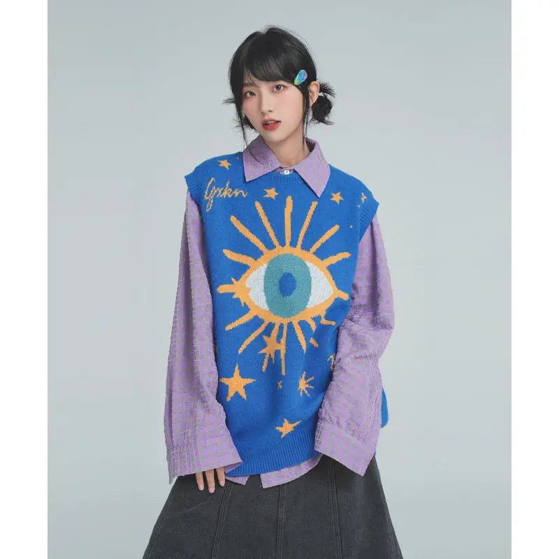 Knitted Sweater Vest For Women Purple L – Posh Atomic