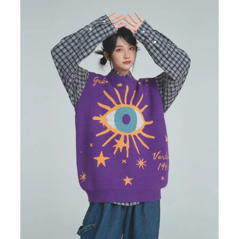 Knitted Sweater Vest For Women Blue XL – Posh Atomic