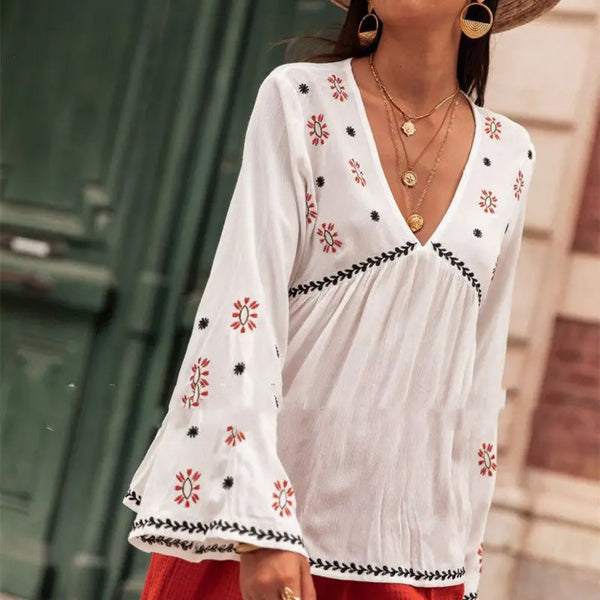Ladies V-neck Top White M – Posh Atomic