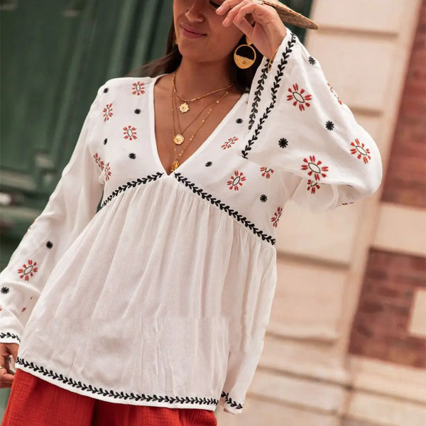 Ladies V-neck Top White S – Posh Atomic