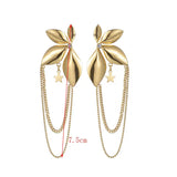 Long Flower Studded Diamond Tassel Stainless Steel Earrings – Posh Atomic