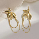 Long Flower Studded Diamond Tassel Stainless Steel Earrings – Posh Atomic