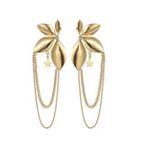 Long Flower Studded Diamond Tassel Stainless Steel Earrings – Posh Atomic