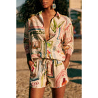 Long Sleeve Casual Short Set Printed Short S – Posh Atomic