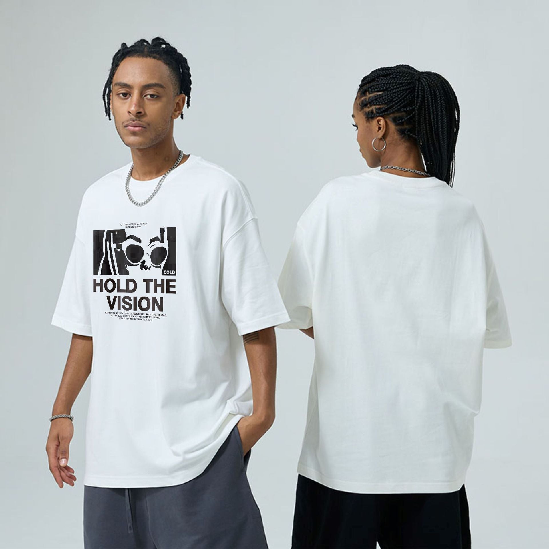 Loose Round Neck Short Sleeve T-shirt White S – Posh Atomic