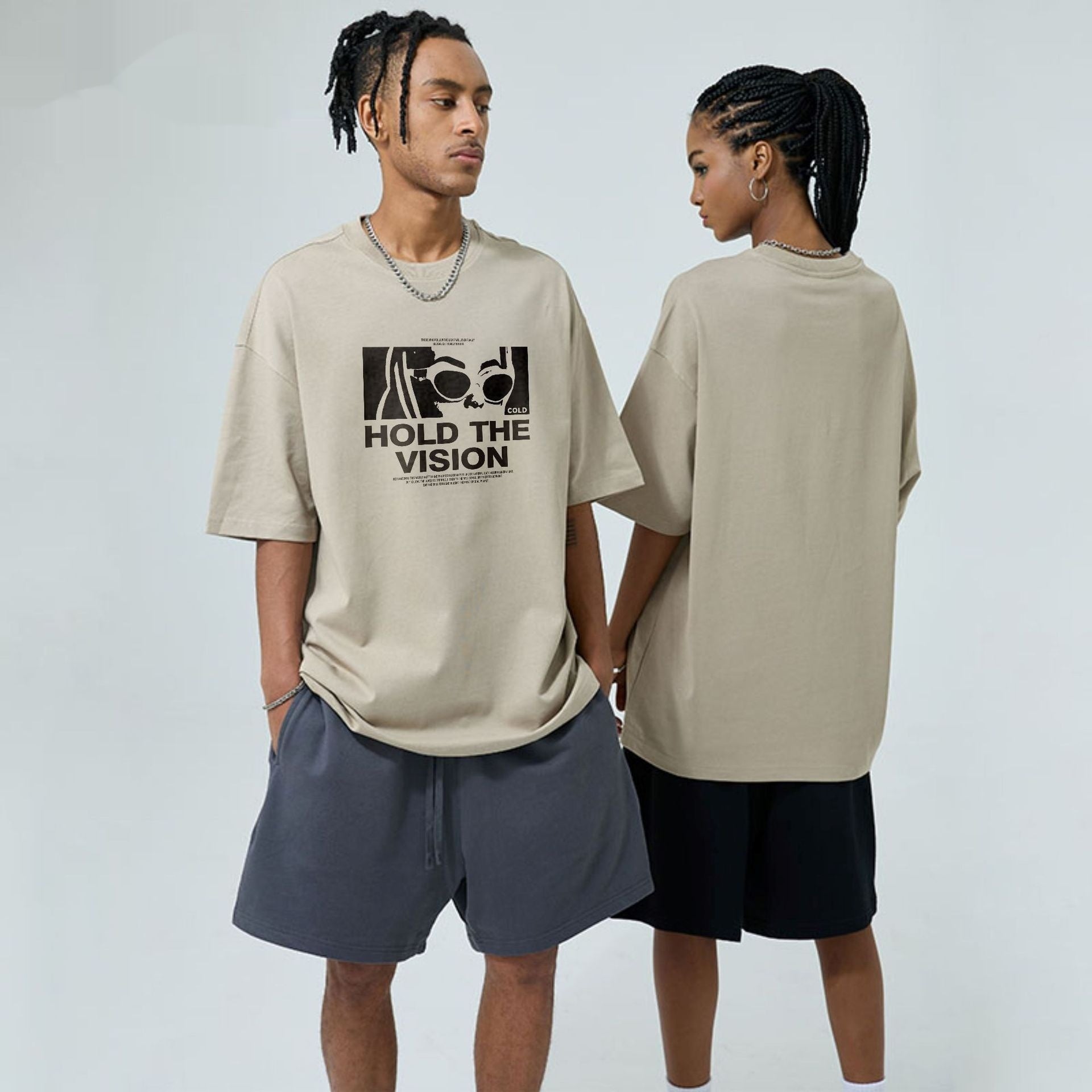 Loose Round Neck Short Sleeve T-shirt White L – Posh Atomic