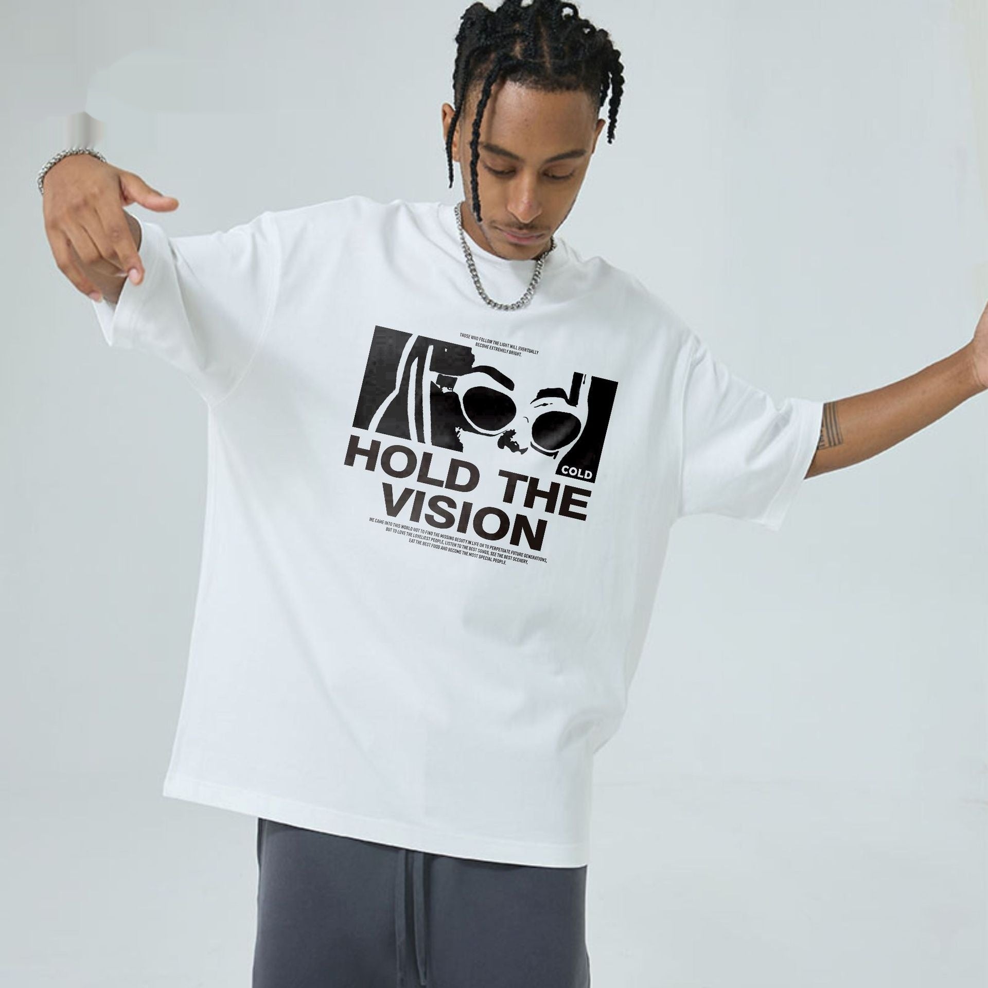 Loose Round Neck Short Sleeve T-shirt White M – Posh Atomic