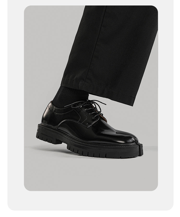 Low Cut Thick Sole Casual Leather Shoes Black – Posh Atomic