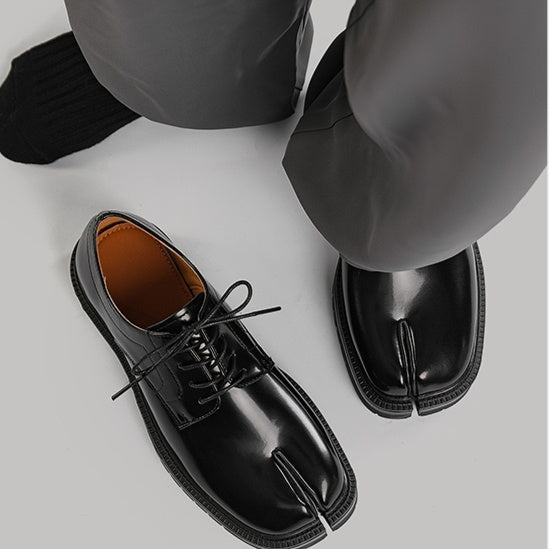 Low Cut Thick Sole Casual Leather Shoes Black – Posh Atomic