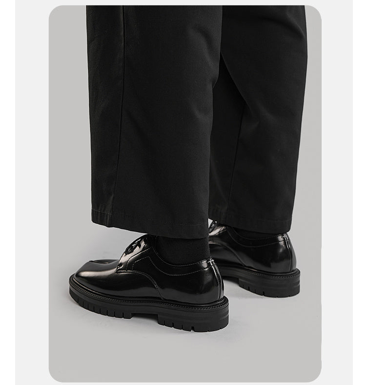 Low Cut Thick Sole Casual Leather Shoes Black – Posh Atomic