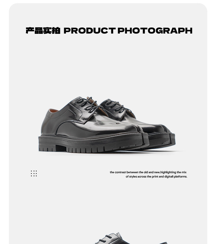 Low Cut Thick Sole Casual Leather Shoes Black – Posh Atomic