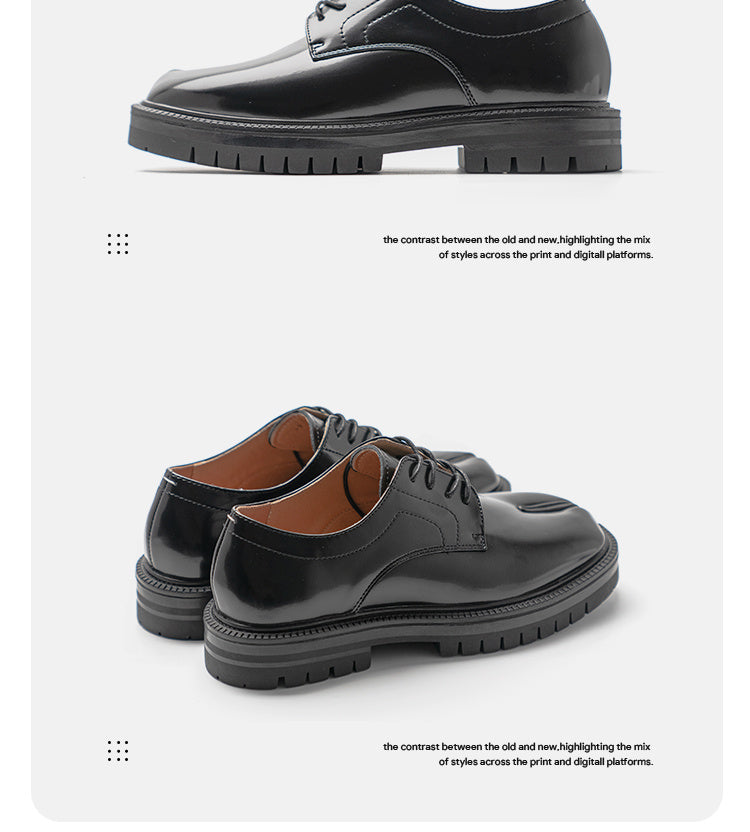 Low Cut Thick Sole Casual Leather Shoes Black – Posh Atomic