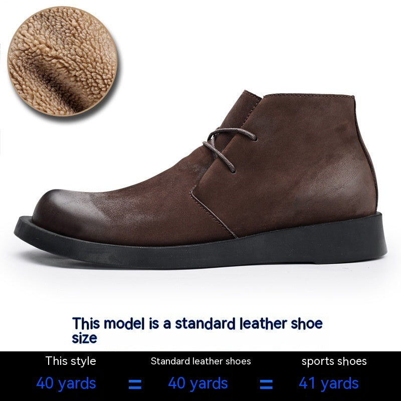 Martin Shoes Lace-up Leather Thick Bottom Soft Bottom Mid-top Men's Boots Brown – Posh Atomic