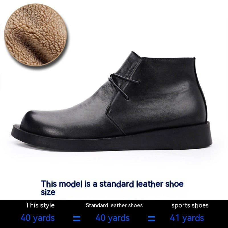 Martin Shoes Lace-up Leather Thick Bottom Soft Bottom Mid-top Men's Boots Brown – Posh Atomic