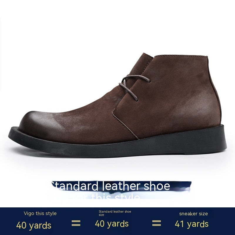 Martin Shoes Lace-up Leather Thick Bottom Soft Bottom Mid-top Men's Boots Black – Posh Atomic