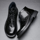 Men's Business Casual High-top Martin Boots Black – Posh Atomic