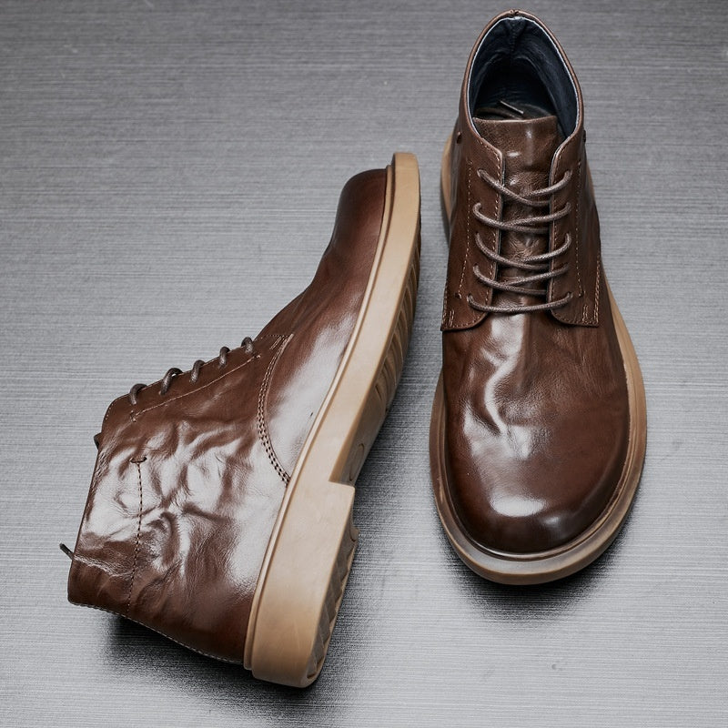 Men's Business Casual High-top Martin Boots Black – Posh Atomic