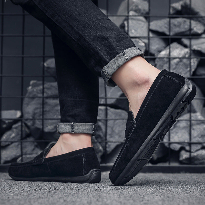 Men's Casual Flat Leather Shoes K038 Black – Posh Atomic