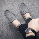 Men's Casual Flat Leather Shoes K038 Black – Posh Atomic