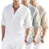 Men's Casual Linen Shirt White S – Posh Atomic