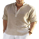 Men's Casual Linen Shirt Black M – Posh Atomic