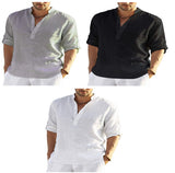 Men's Casual Linen Shirt Black 3XL – Posh Atomic