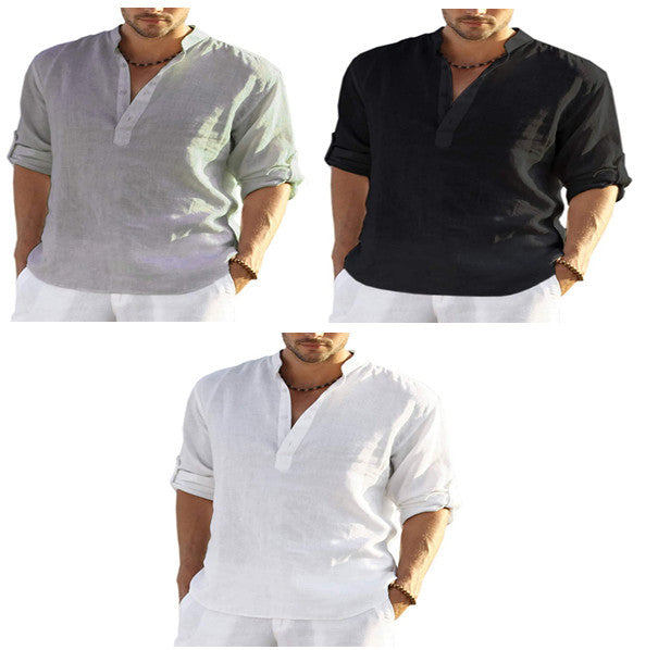 Men's Casual Linen Shirt Black 3XL – Posh Atomic