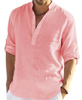Men's Casual Linen Shirt Light Blue S – Posh Atomic