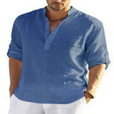 Men's Casual Linen Shirt Black L – Posh Atomic