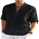 Men's Casual Linen Shirt White L – Posh Atomic