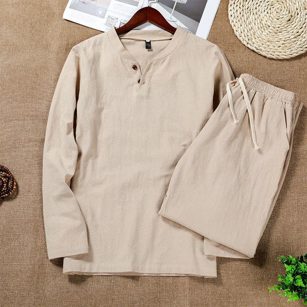 Men's Cotton Linen Suit Khaki M – Posh Atomic