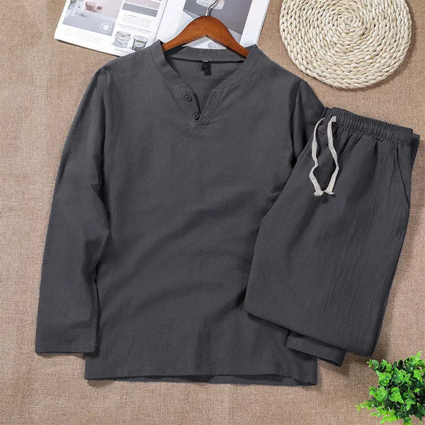 Men's Cotton Linen Suit Khaki L – Posh Atomic