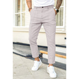 Men's Double Fold Line Solid Color Casual Suit Pants Light Gray 3XL – Posh Atomic