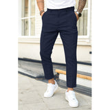 Men's Double Fold Line Solid Color Casual Suit Pants Light Gray XL – Posh Atomic