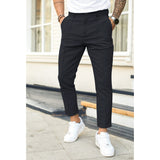 Men's Double Fold Line Solid Color Casual Suit Pants Light Gray L – Posh Atomic