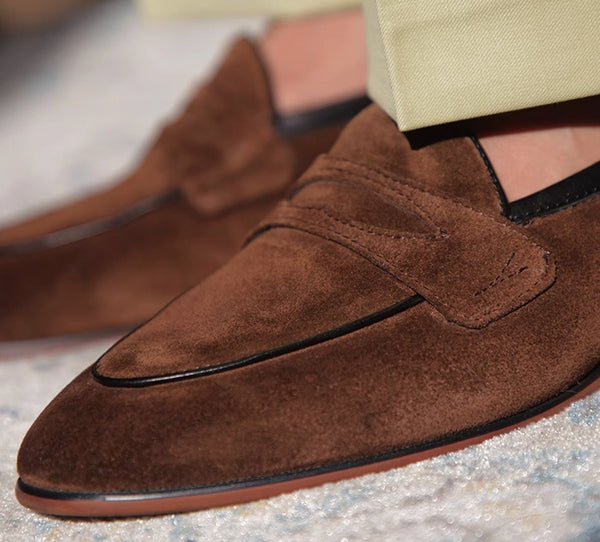 Men's Shoes With Square Toe Suede Brown – Posh Atomic