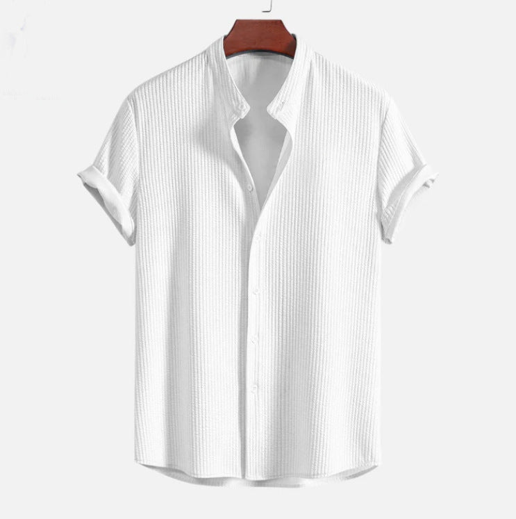 Men's Short Sleeve Loose Shirt White M – Posh Atomic