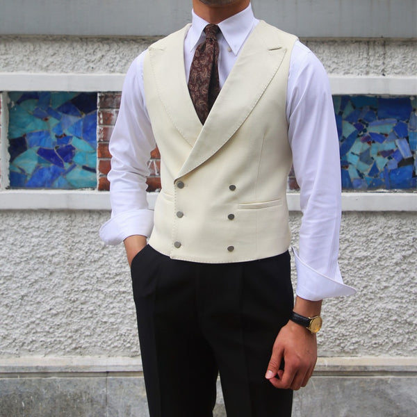 Men's Slim Fit Versatile Fashion Double Breasted Vest Black L – Posh Atomic