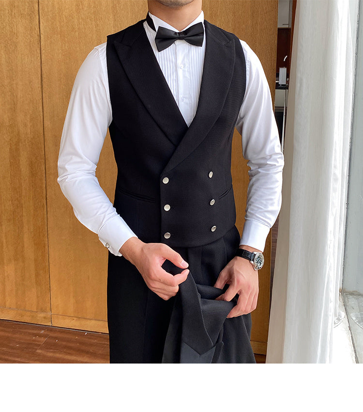 Men's Slim Fit Versatile Fashion Double Breasted Vest Ivory White XXL – Posh Atomic