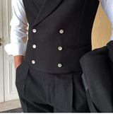 Men's Slim Fit Versatile Fashion Double Breasted Vest Ivory White L – Posh Atomic