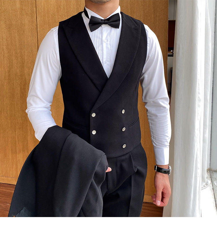 Men's Slim Fit Versatile Fashion Double Breasted Vest Ivory White 3XL – Posh Atomic
