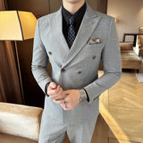 Men's Three-piece Suit Dark Gray Double Breasted M – Posh Atomic