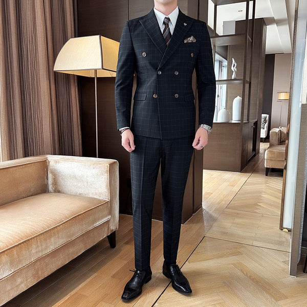 Men's Three-piece Suit Black Double Breasted L – Posh Atomic