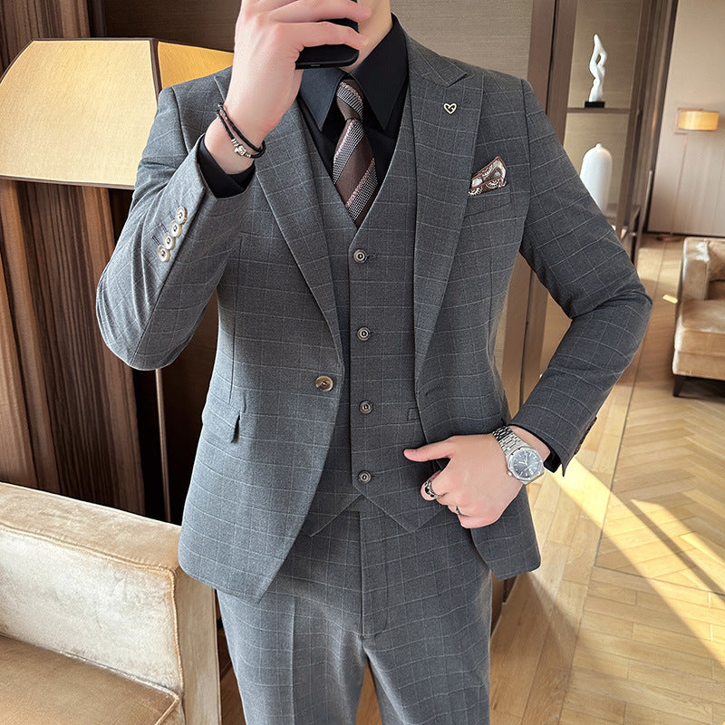 Men's Three-piece Suit Dark Gray Double Breasted XL – Posh Atomic